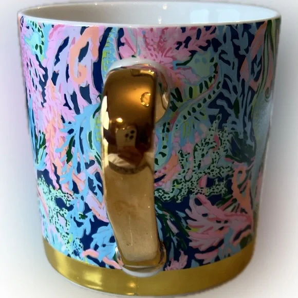 Lilly Pulitzer “Bringing Mermaid Back” Pink & Blue with Gold Trim Mug - Picture 6 of 7